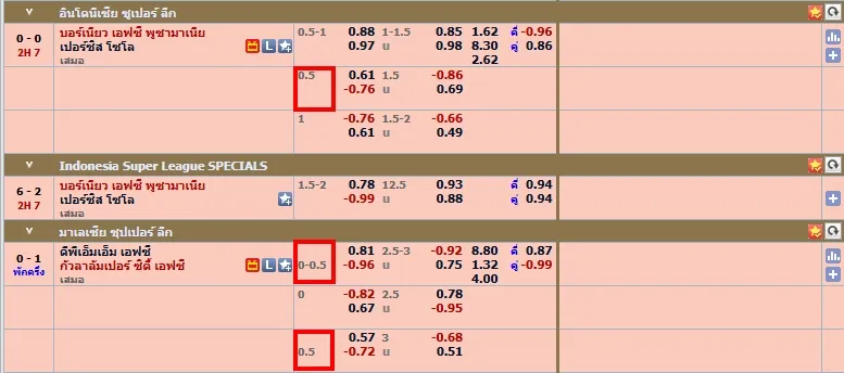 ราคาบอล 0.5